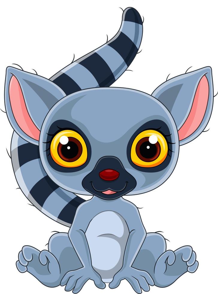 Cartoon cute baby lemur sitting vector