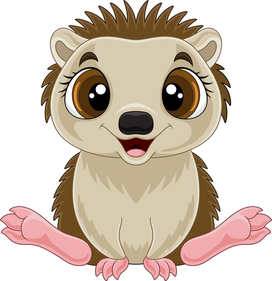 Cartoon funny baby hedgehog sitting vector