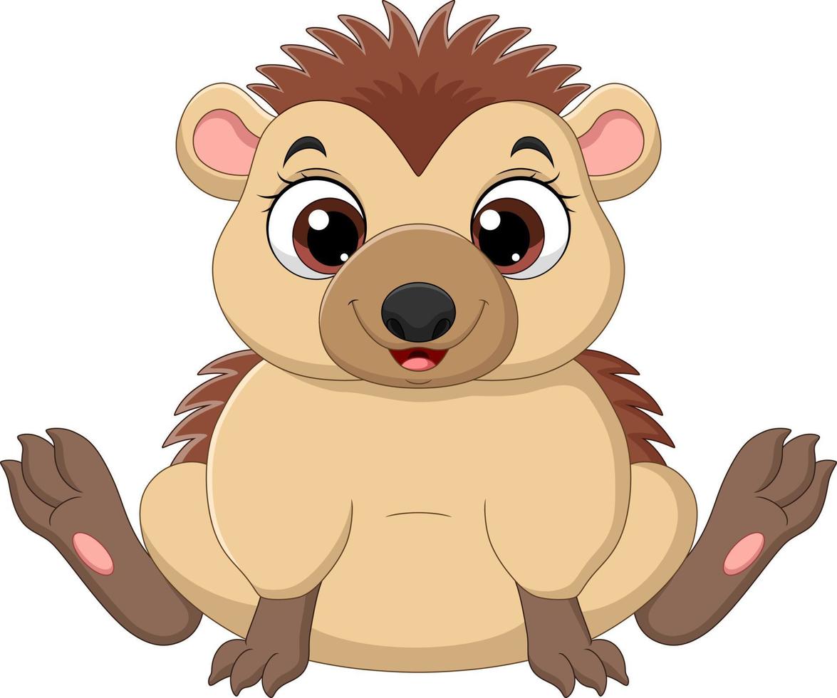 Cartoon cute baby hedgehog sitting vector