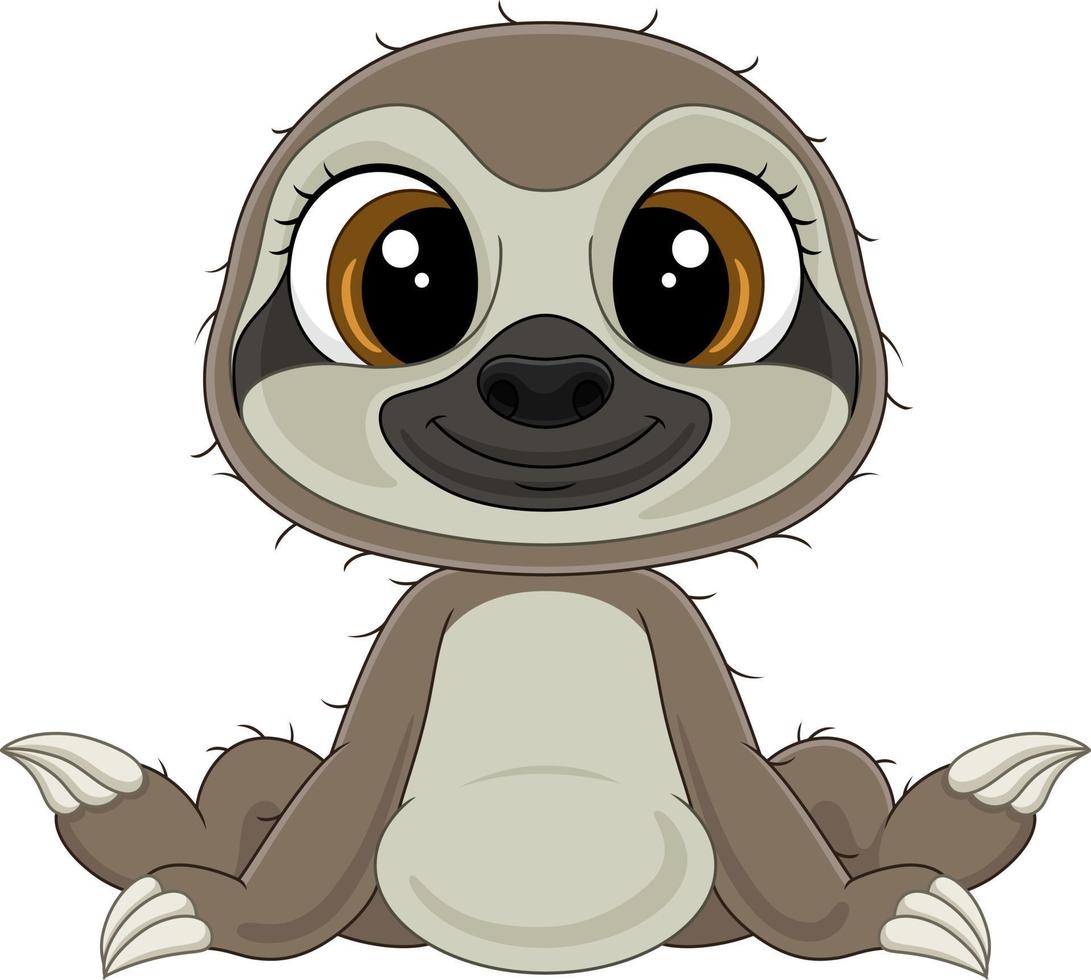Cartoon funny baby sloth sitting vector