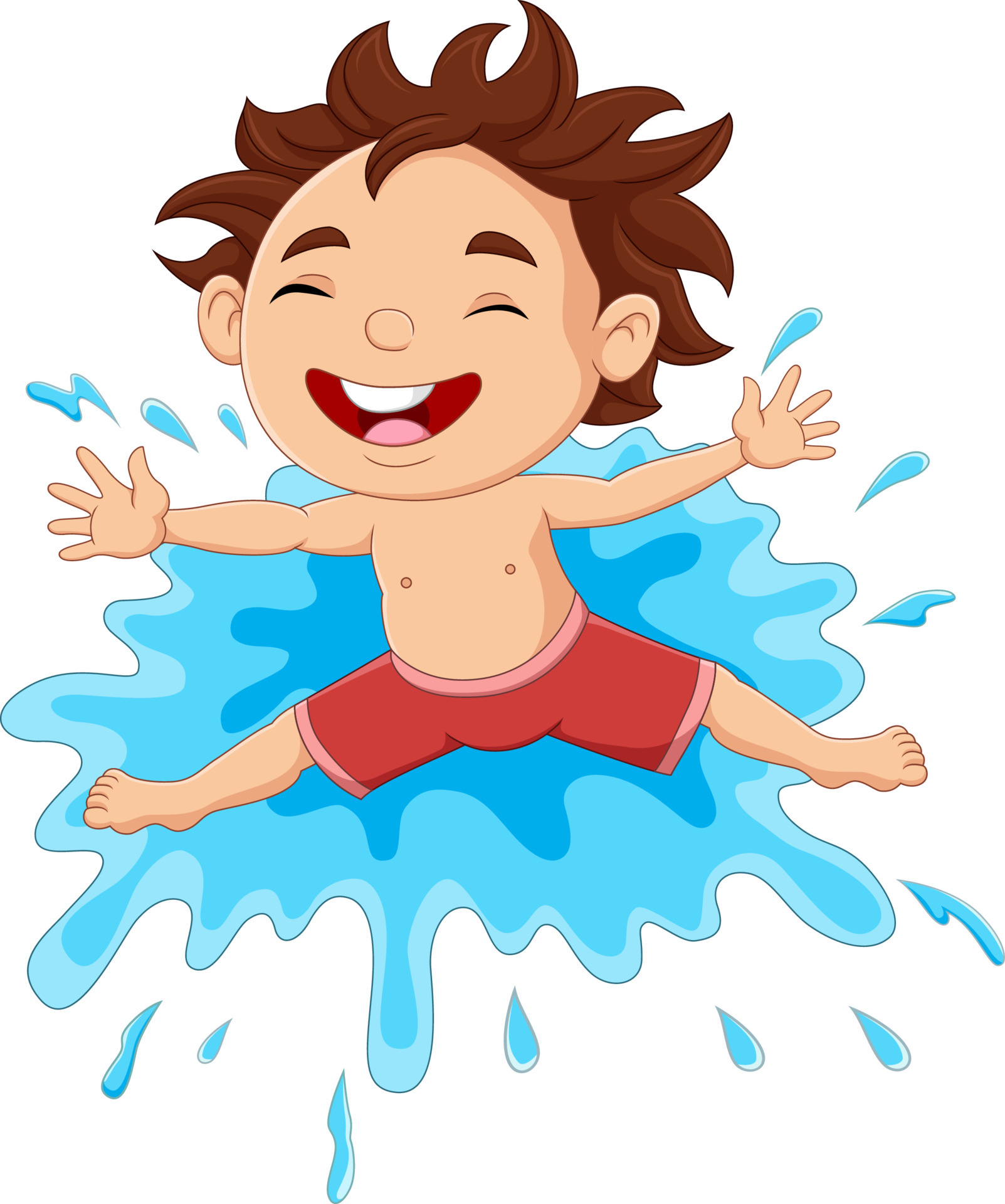 Cartoon little boy playing on the water 7098313 Vector Art at Vecteezy