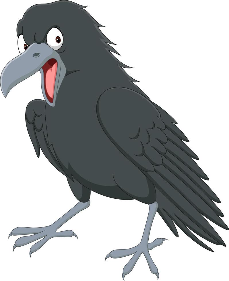 Cartoon angry crow on white background vector