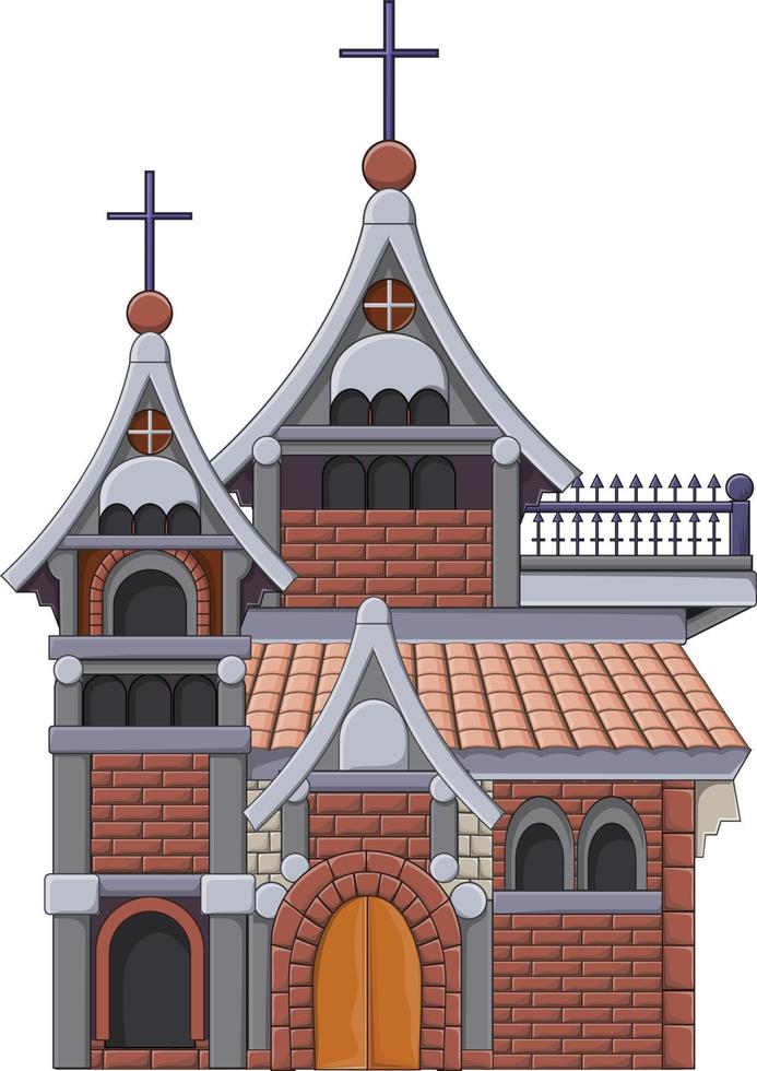 Haunted church building isolated on white background vector