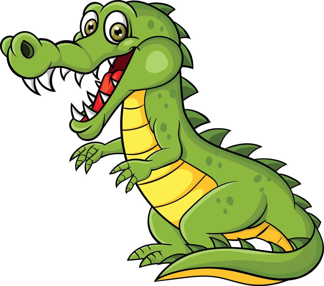 Cartoon funny crocodile isolated on white background vector