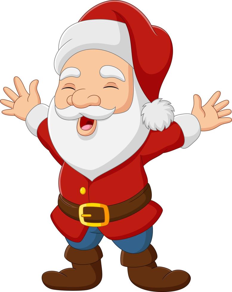 Cartoon santa claus waving hand vector