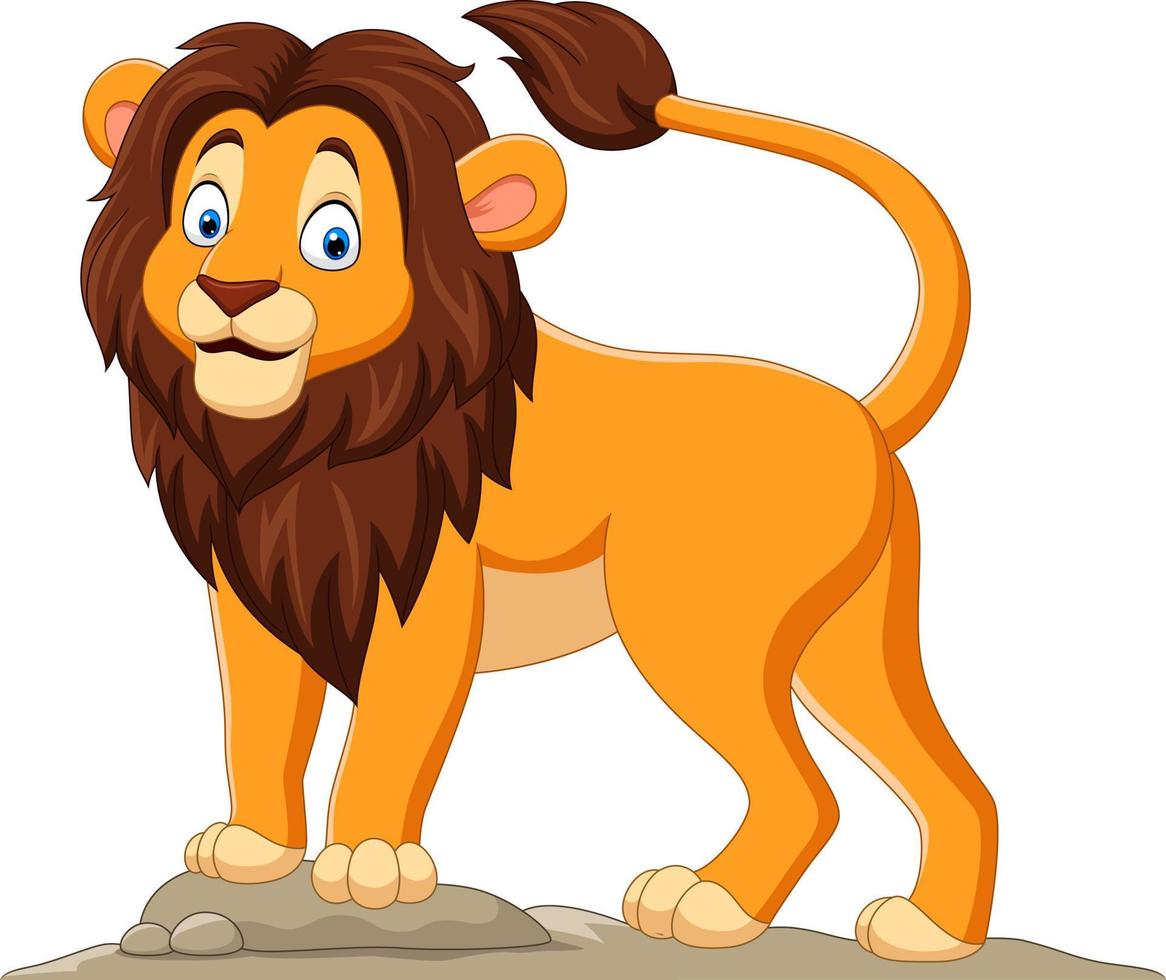 Cartoon happy lion on white background vector
