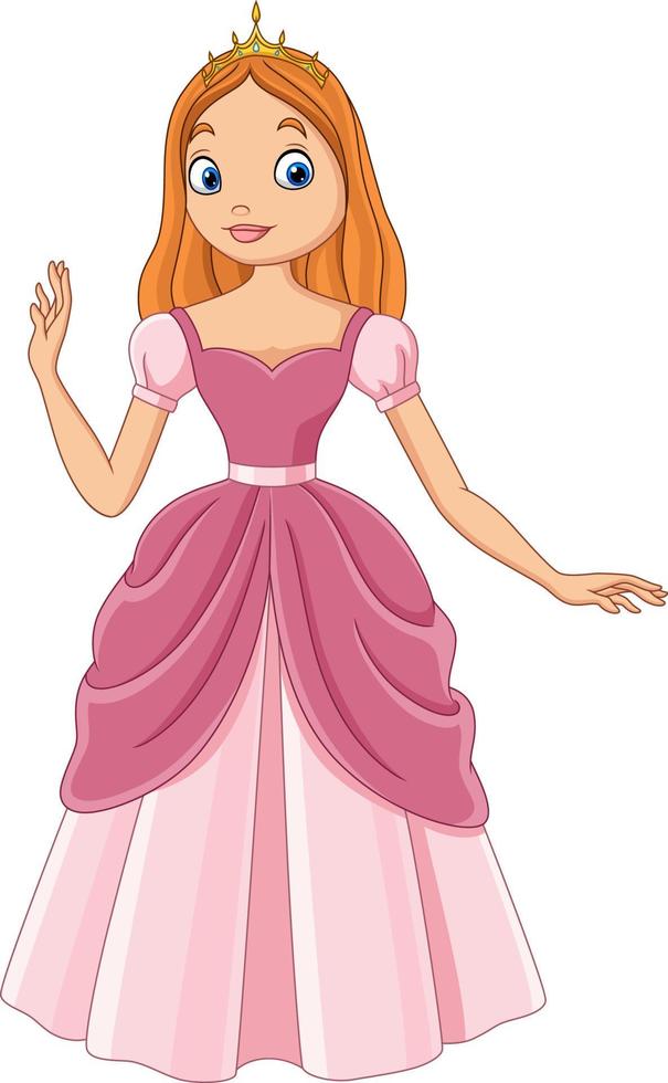 Cartoon beautiful princess in pink dress vector