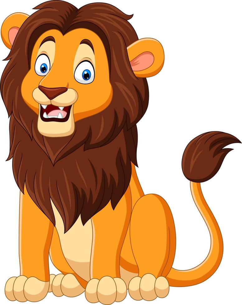 Cartoon funny lion on white background vector