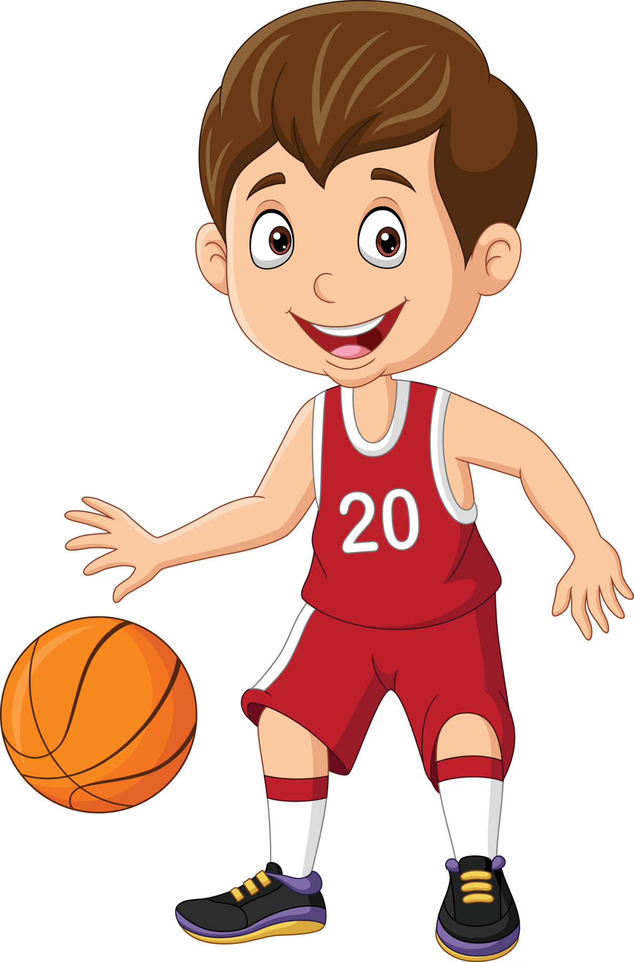 niño pequeño de dibujos animados jugando baloncesto 7098393 Vector en  Vecteezy