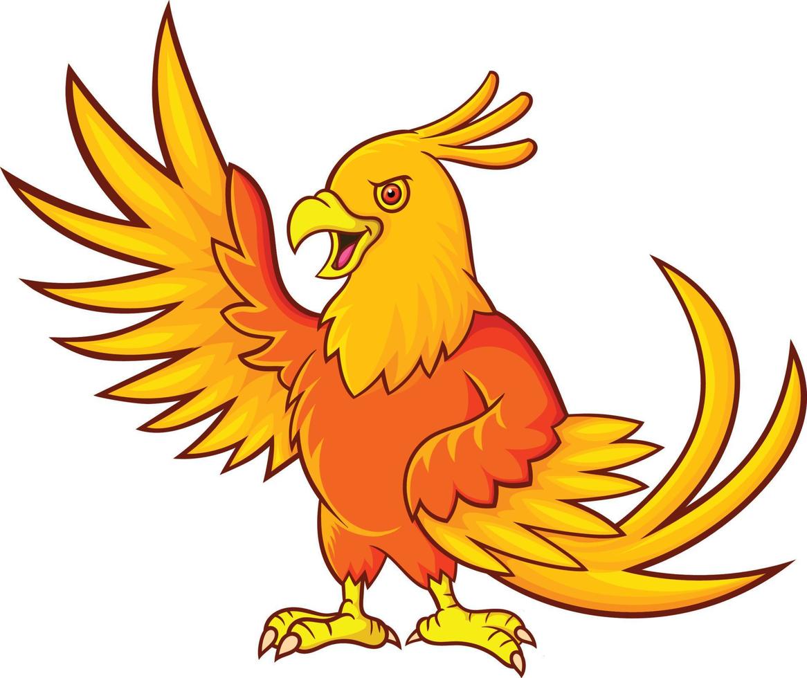 Cartoon phoenix bird on white background vector