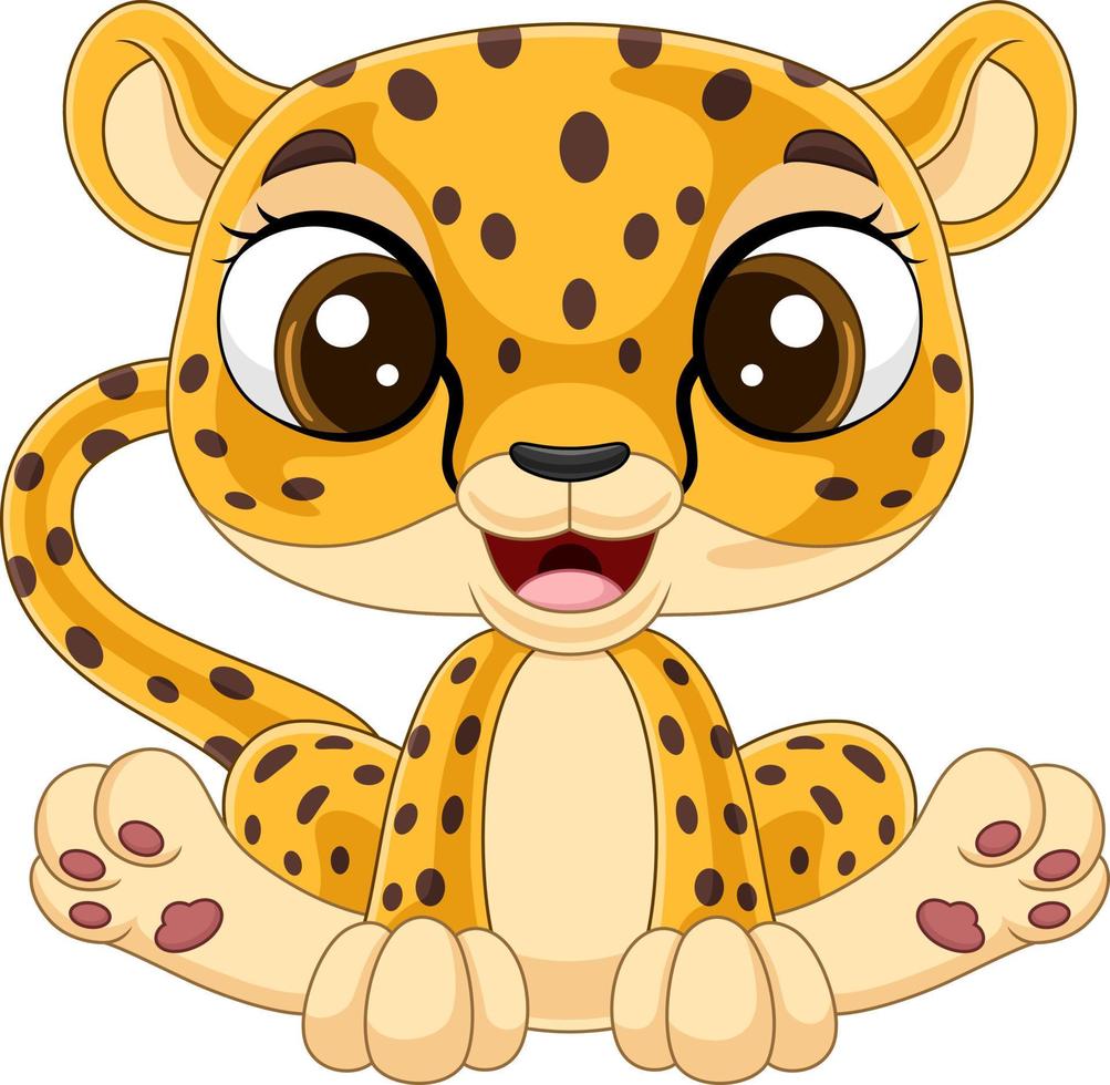 Cartoon cute baby leopard sitting vector