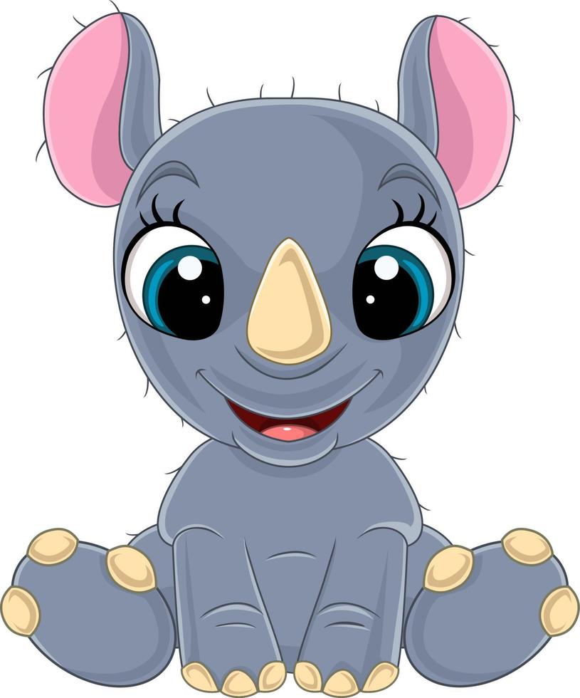 Cartoon cute baby rhino sitting vector