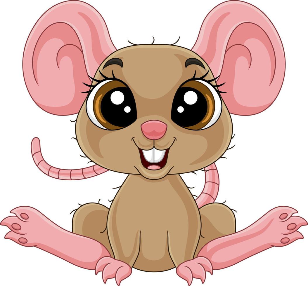 Cartoon cute little mouse sitting vector