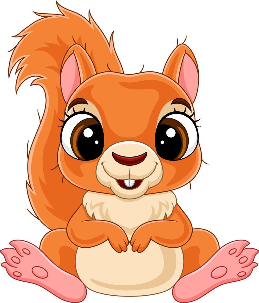 Cartoon funny little squirrel sitting vector