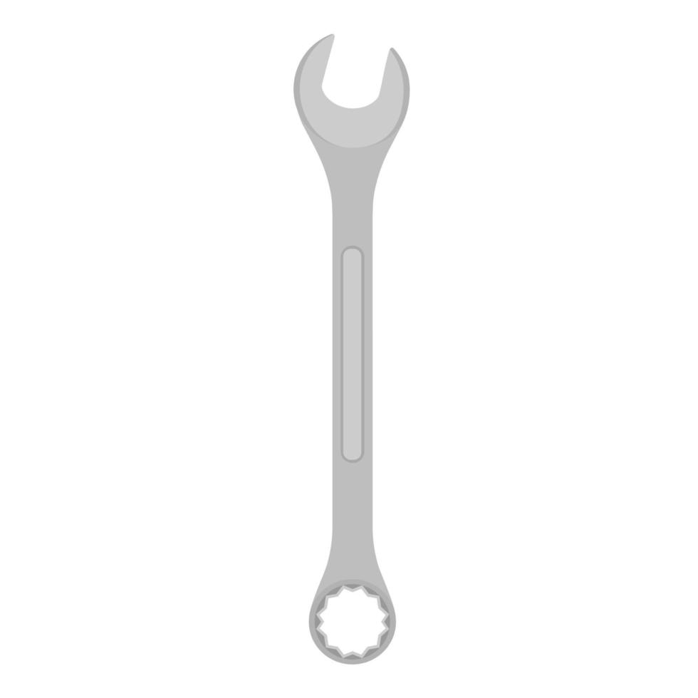 Wrench end open vector spanner tool illustration hand mechanic icon. Repair nut construction equipment steel