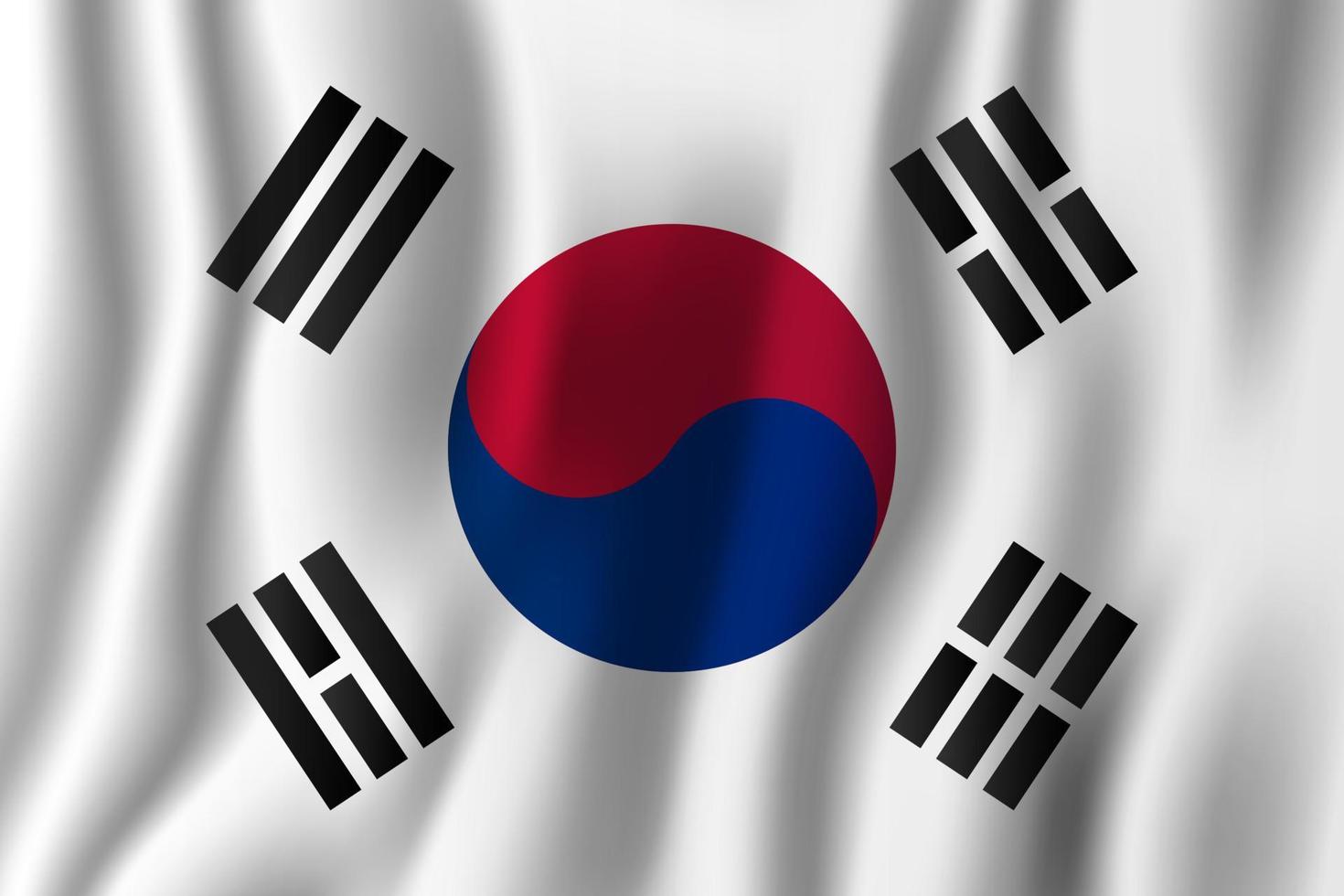 South Korea realistic waving flag vector illustration. National country background symbol. Independence day