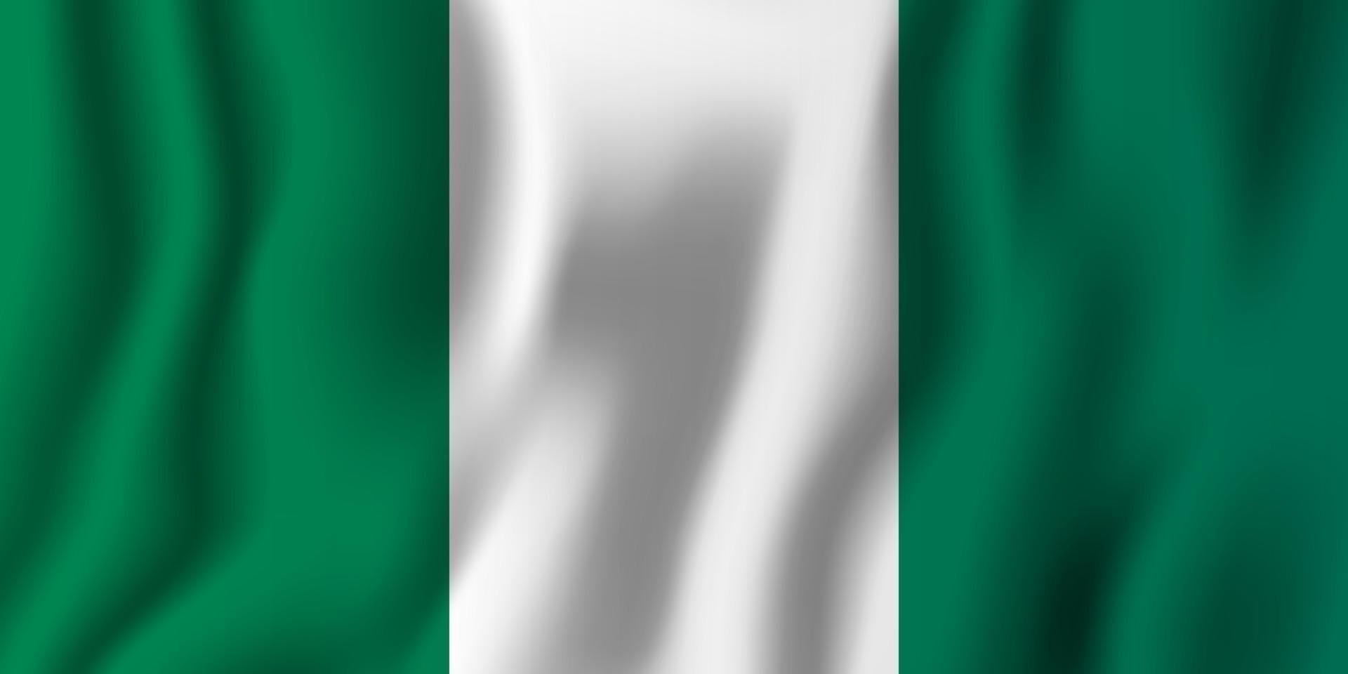 nigeria bandera ondeante realista ilustración vectorial. símbolo de fondo del país nacional. día de la Independencia vector