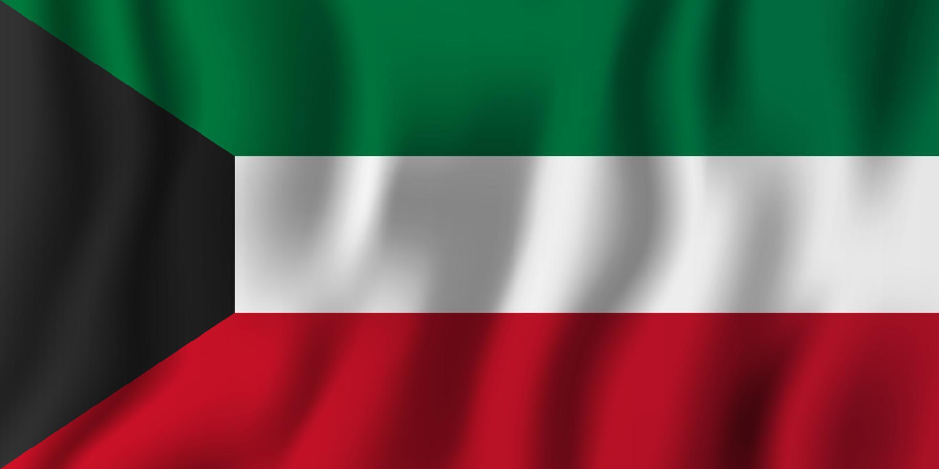 Kuwait realistic waving flag vector illustration. National country background symbol. Independence day