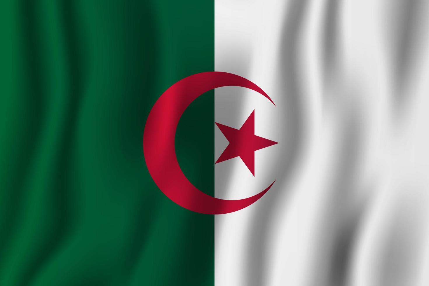 Ilustración de vector de bandera ondeante realista de Argelia. símbolo de fondo del país nacional. día de la Independencia