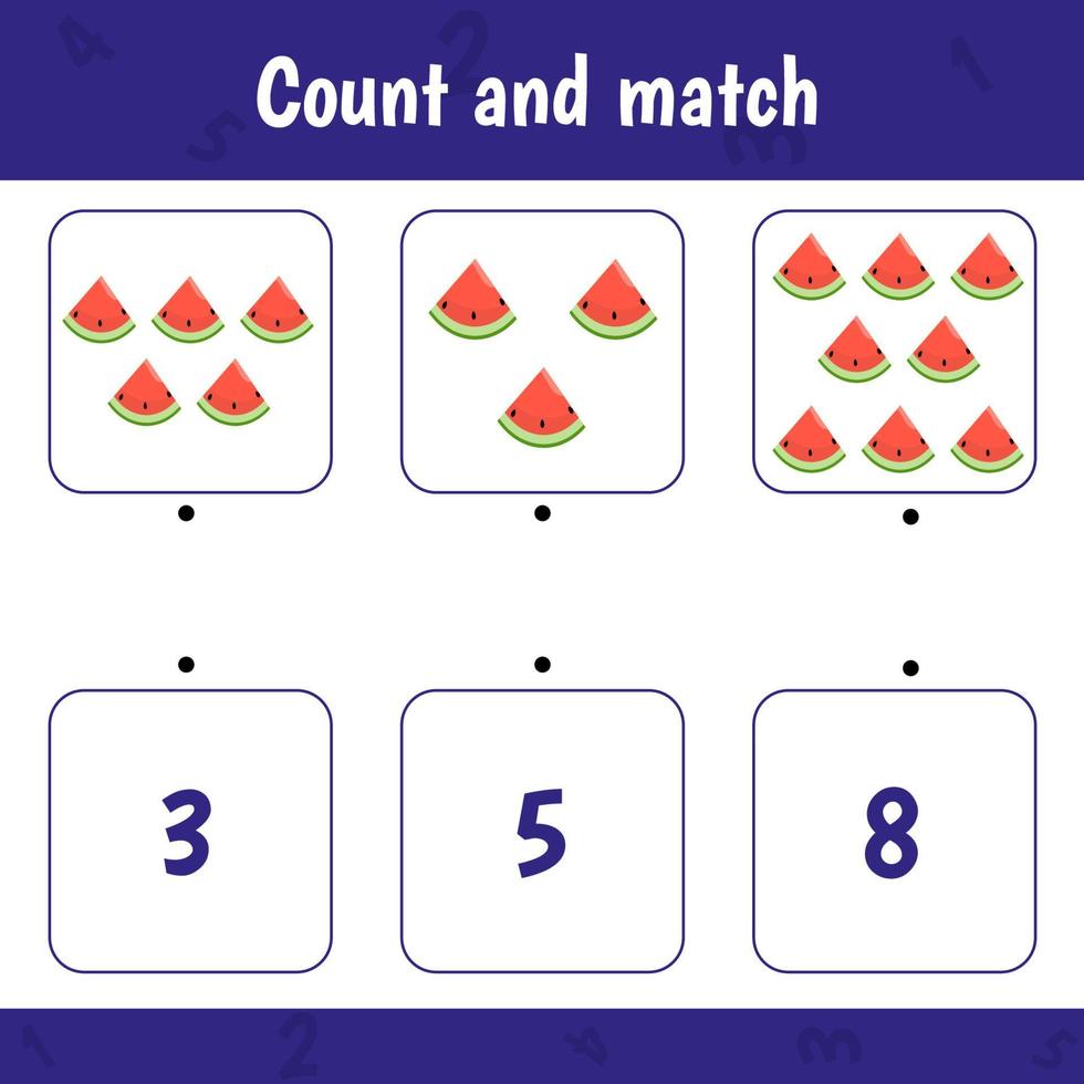 Count and match. Math game for kids vector
