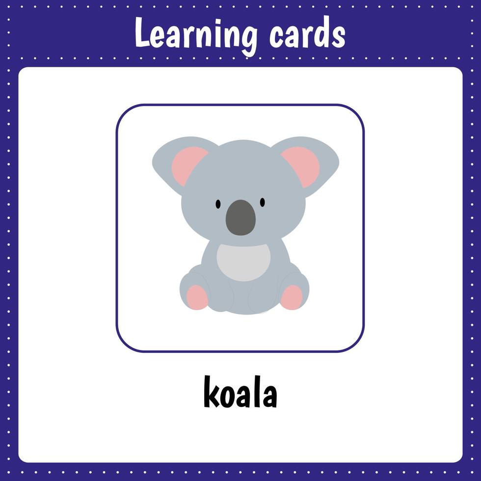 tarjetas de aprendizaje para niños. animales coala vector