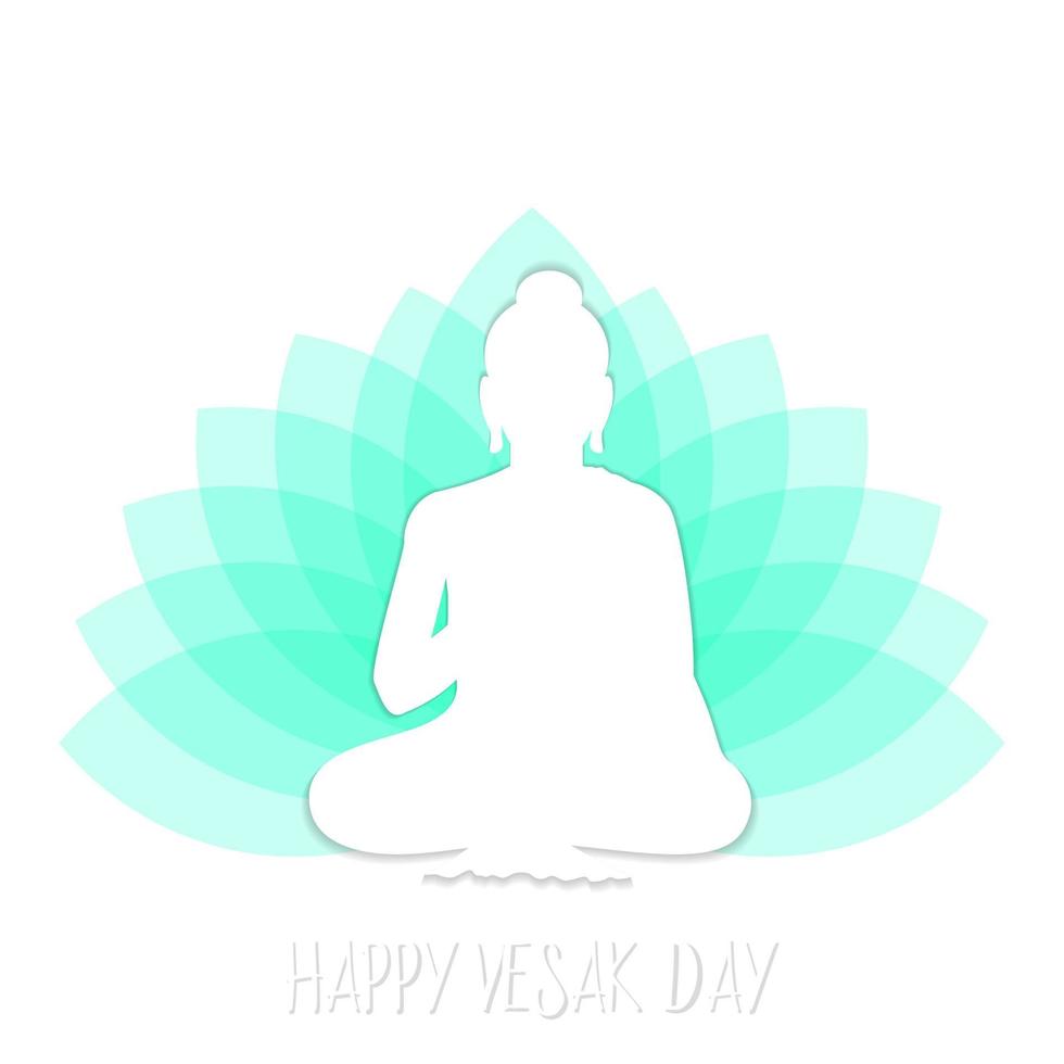 feliz día vesak. buda purnima sentado. vector