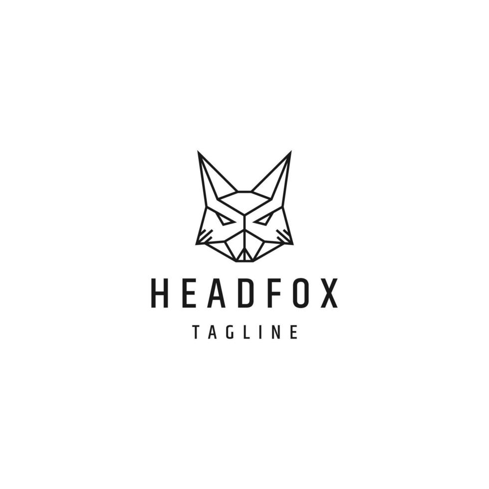 Head fox line logo icon design template flat vector