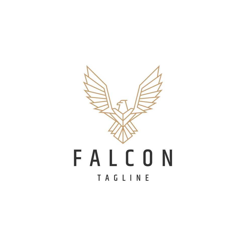 Birds falcon line logo icon design template flat vector