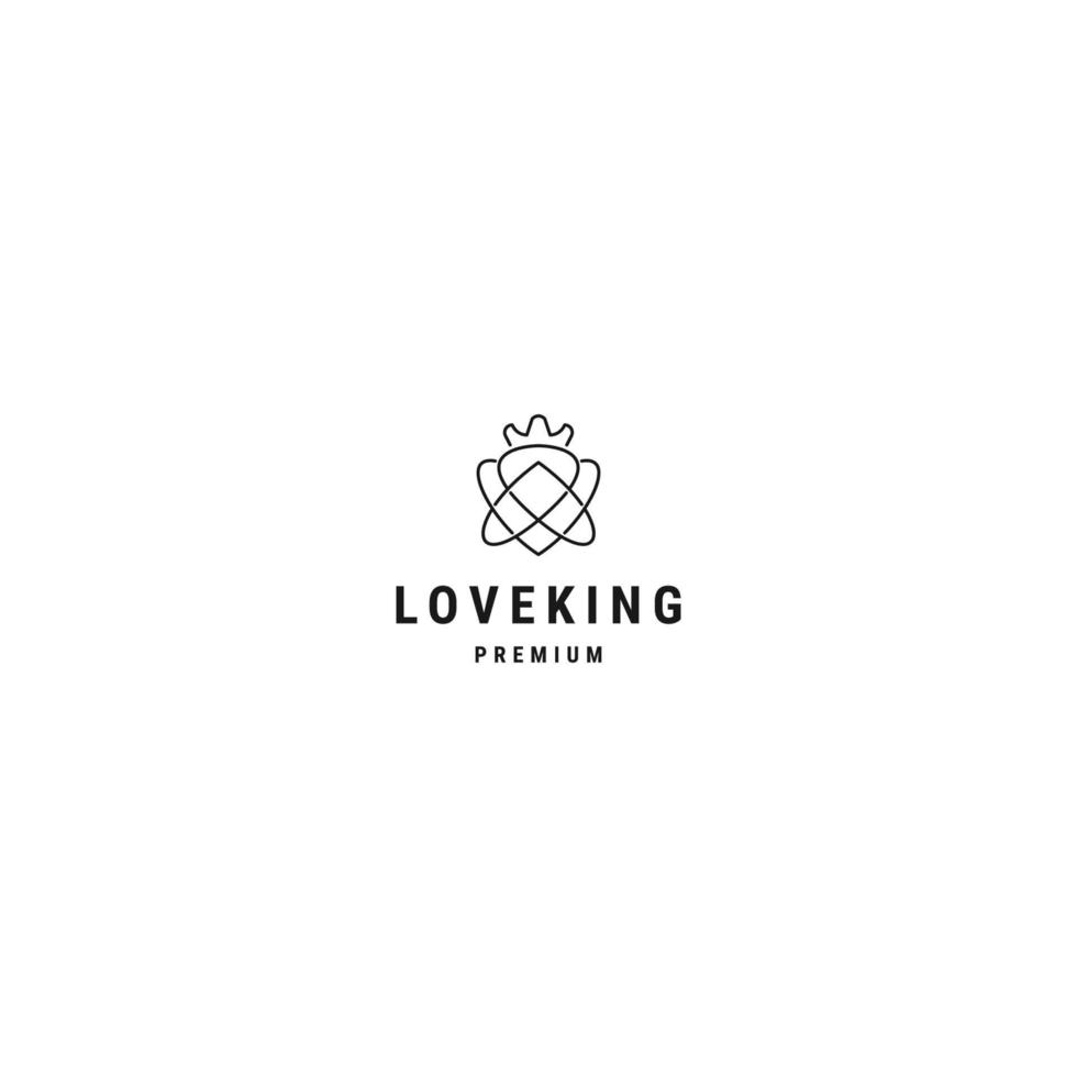 Love king line logo icon design template flat vector