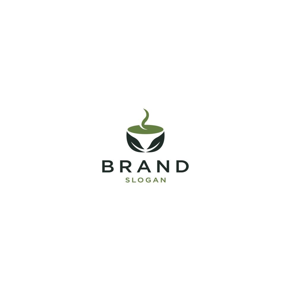 Leaf cup tea logo icon design template flat vector