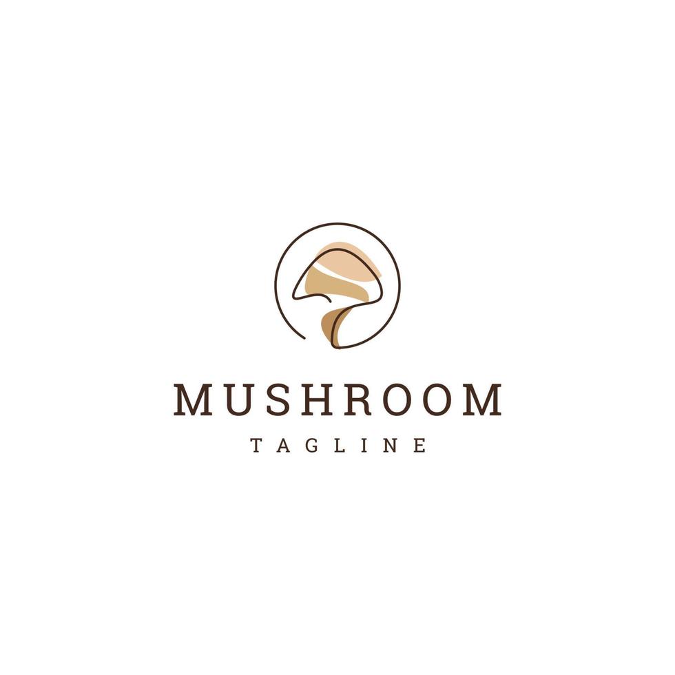 Mushroom line art logo icon design template flat vector