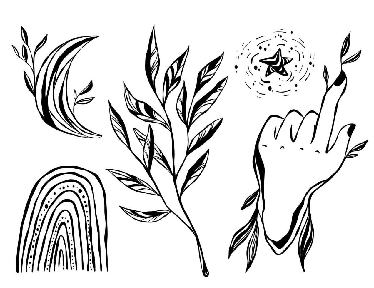 Hand drawn bohemian set vector