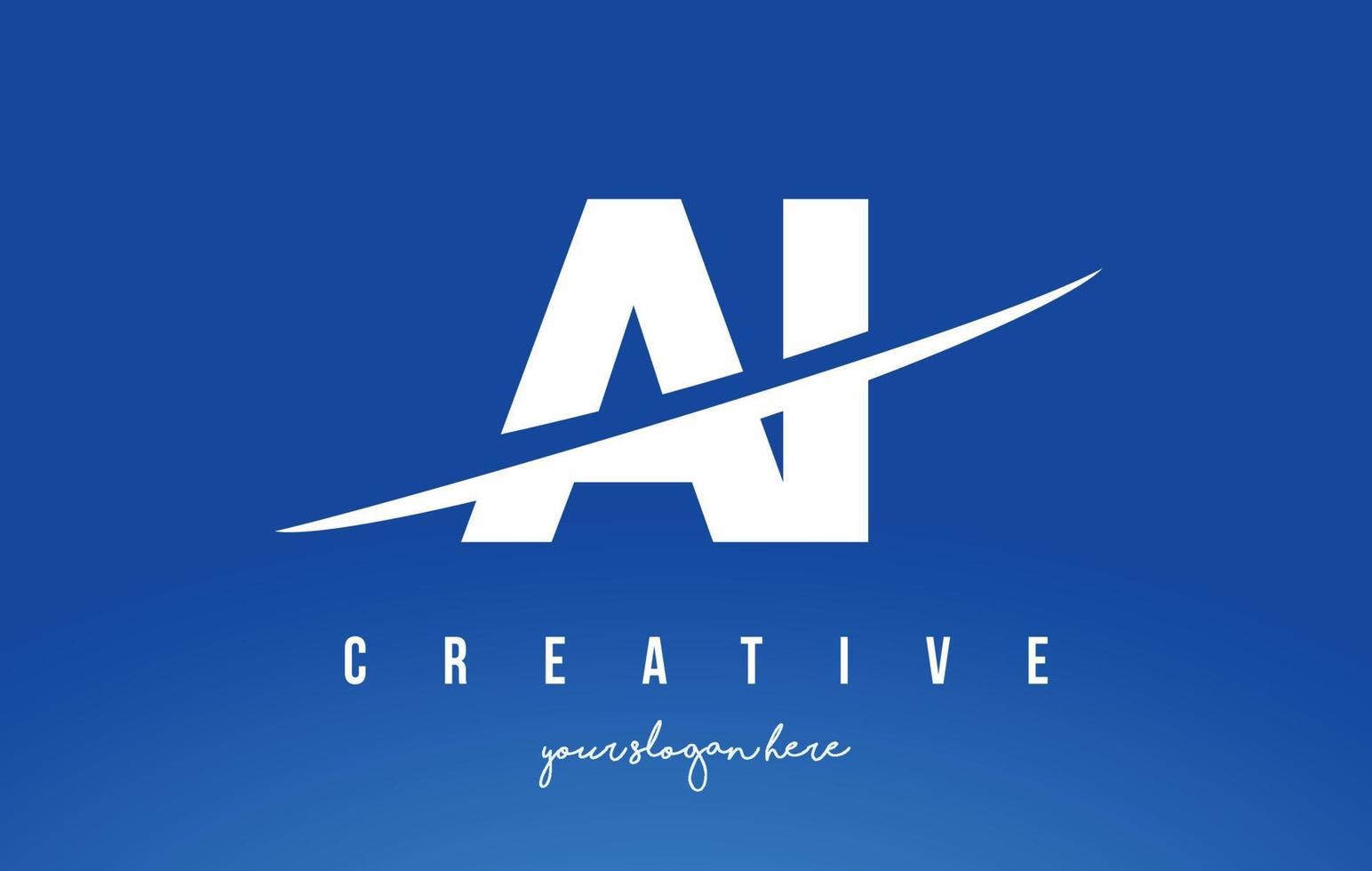 AI A I Letter Modern Logo Design with White Background and Swoosh. vector