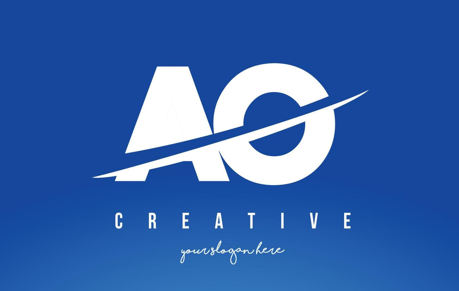 AO A O Letter Modern Logo Design White Yellow Background and Swoosh. vector