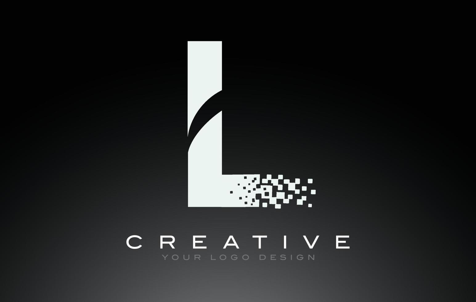L Initial Letter Logo Design with Digital Pixels in Black and White Colors. vector