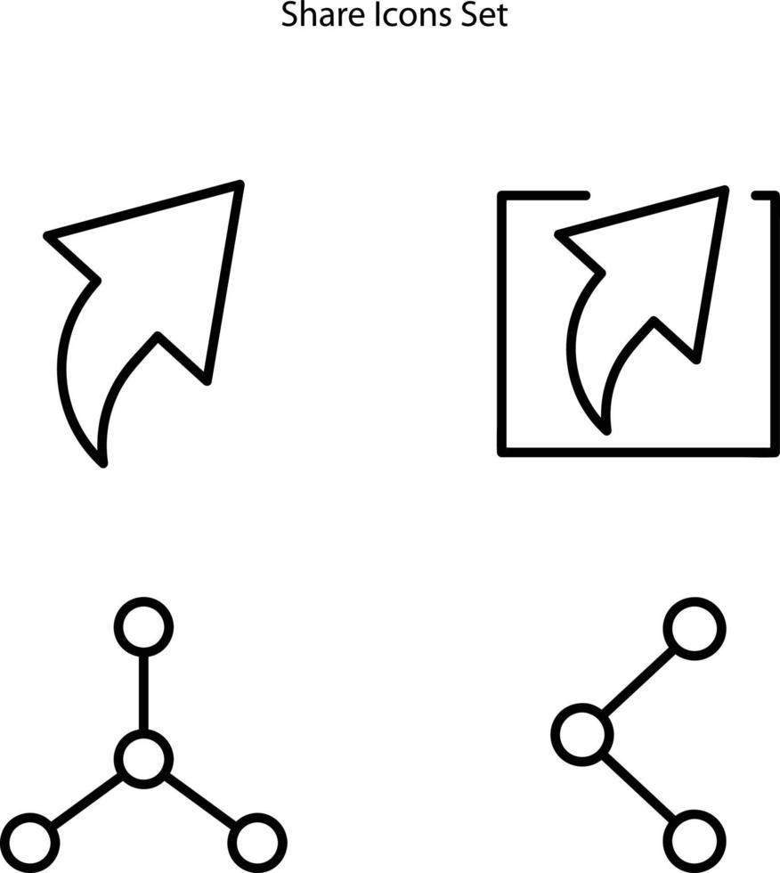 diseño plano de iconos compartidos para iconos web, logotipo, símbolo, banner, aplicación, interfaz de usuario. vector