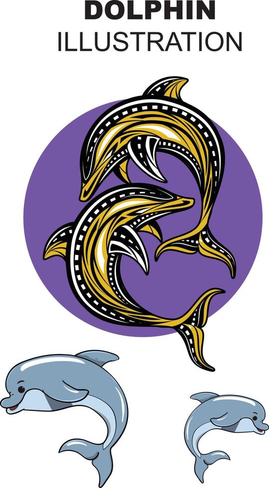 diseño de ilustración de delfines vector