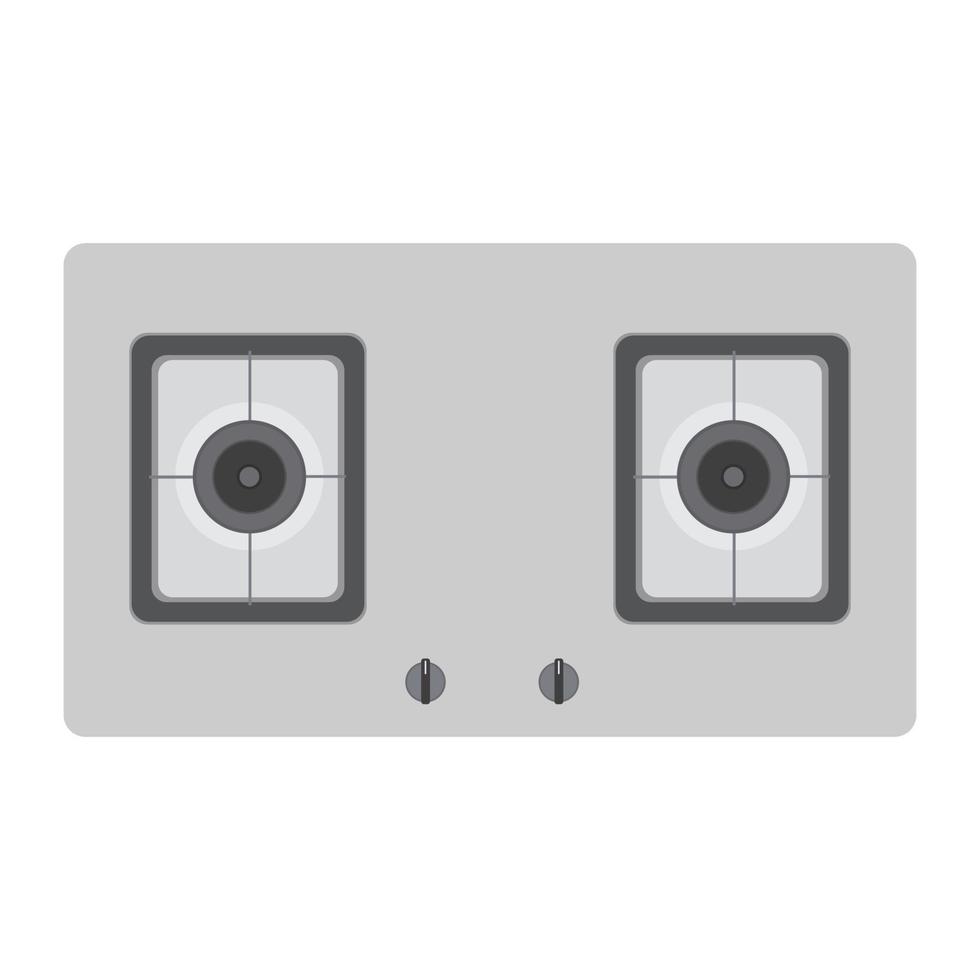 Stove gas top vector kitchen cooking view oven burner isolated. Cooker icon illustration domestic white hob appliance