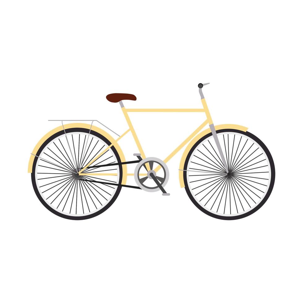 Yellow retro bicycle concept vector flat illustration design side view