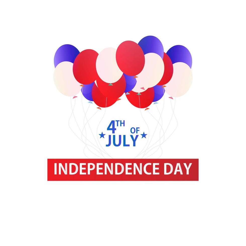 banner del 4 de julio del día de la independencia de estados unidos con vector de globos. ilustración de tarjeta de celebración de américa feliz