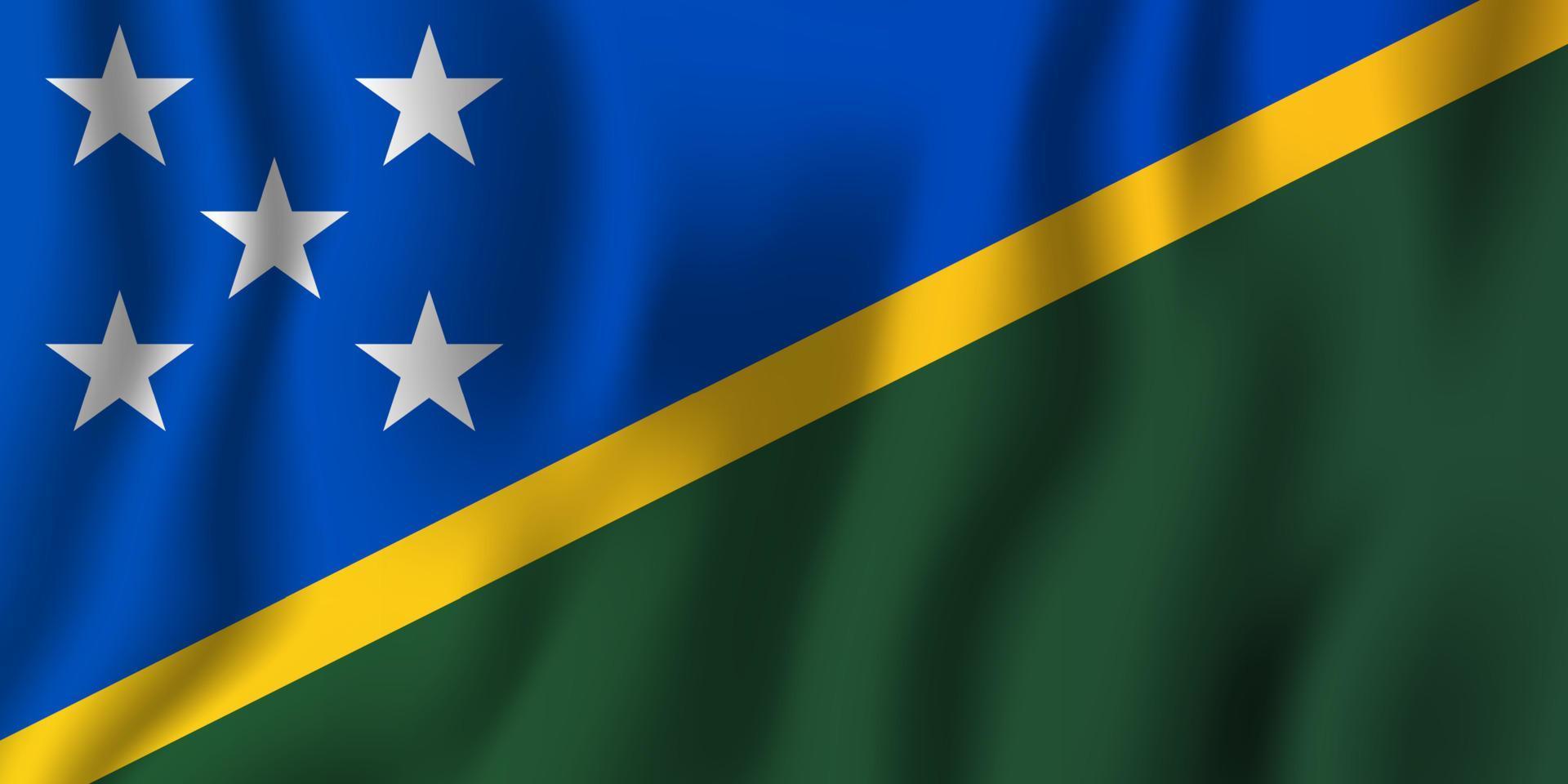 Solomon Islands realistic waving flag vector illustration. National country background symbol. Independence day