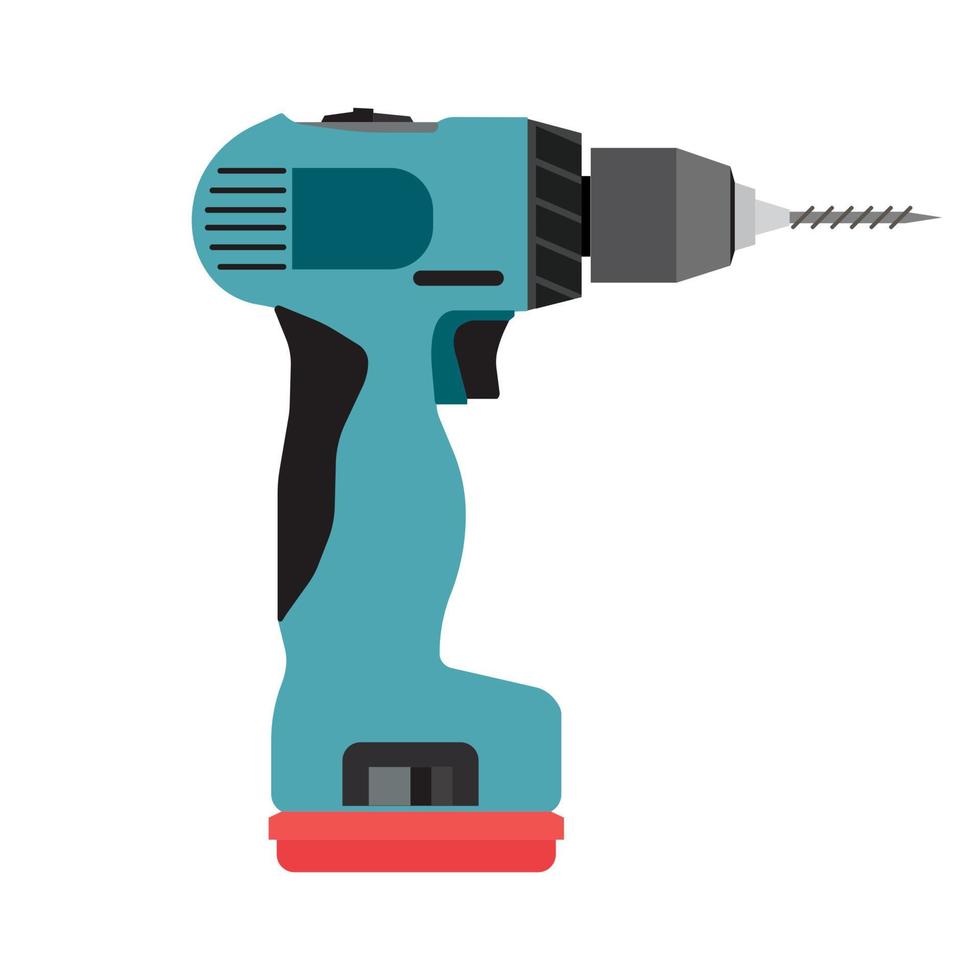 Drill icon cordless vector electric driver power tool. Construction screwdriver hand work drilling isolated