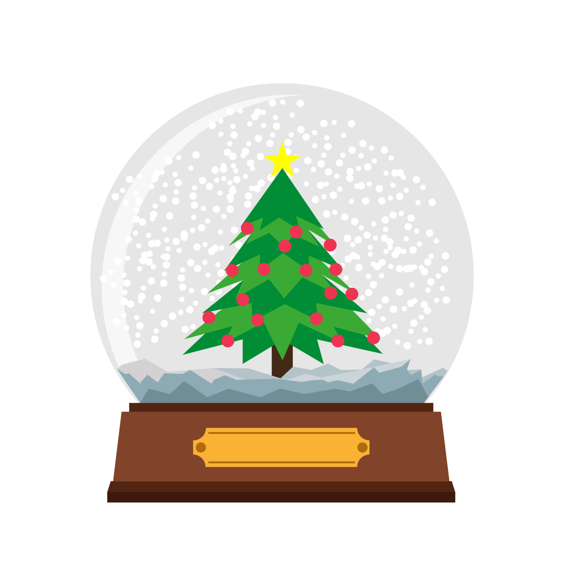 Snow globe Christmas vector illustration glass ball background. Winter