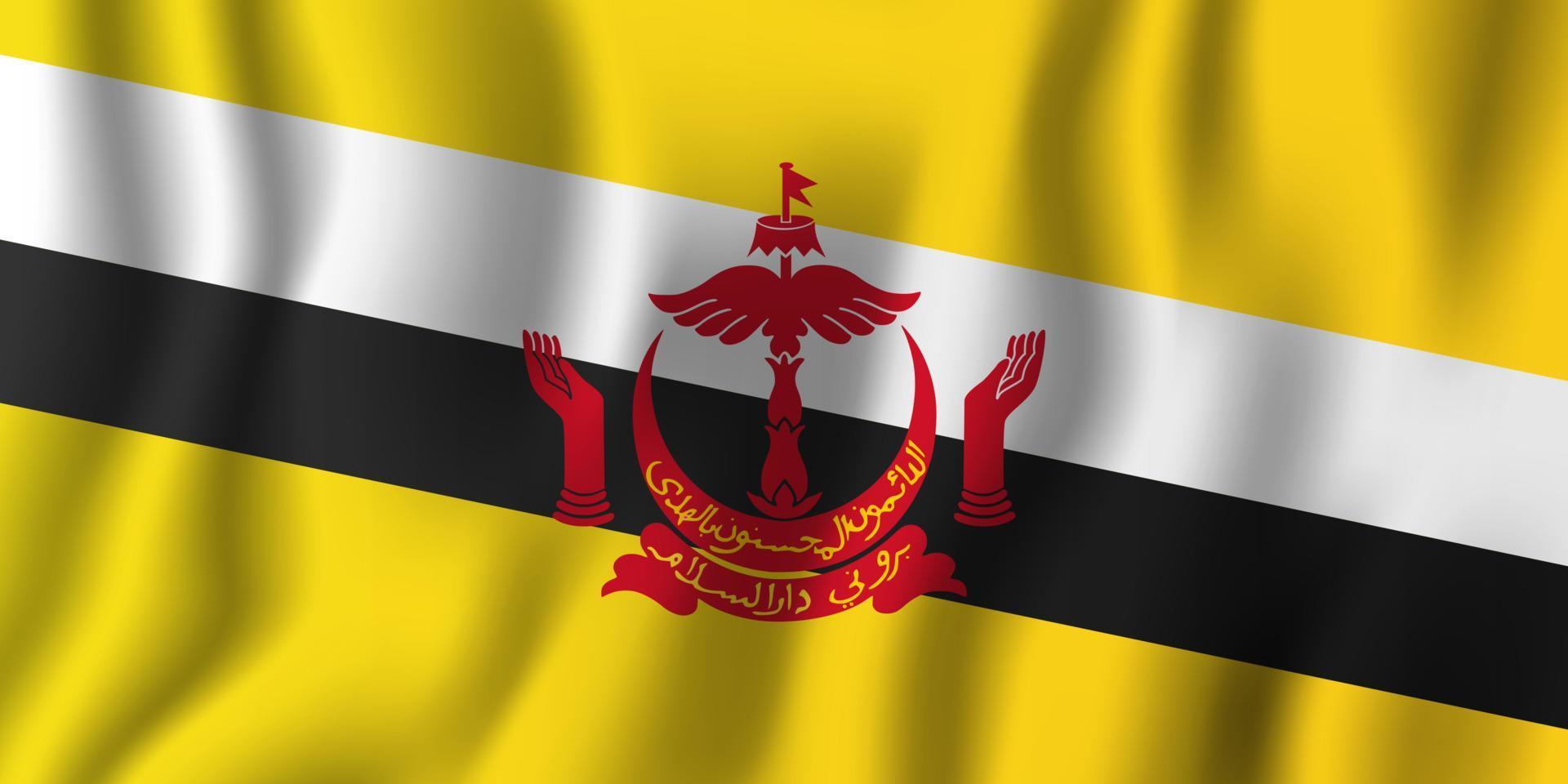 Brunei realistic waving flag vector illustration. National country background symbol. Independence day