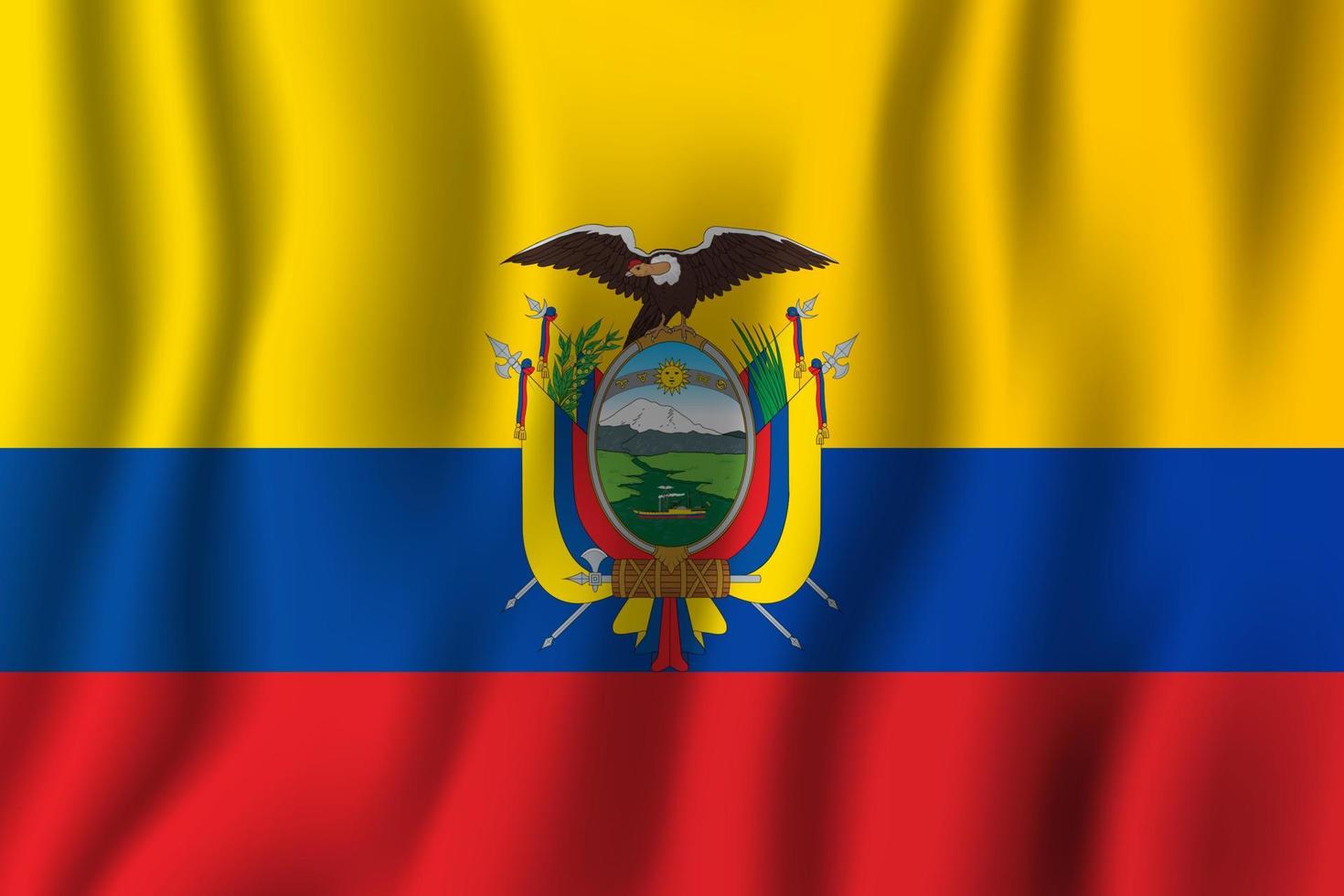 Ecuador realistic waving flag vector illustration. National country background symbol. Independence day