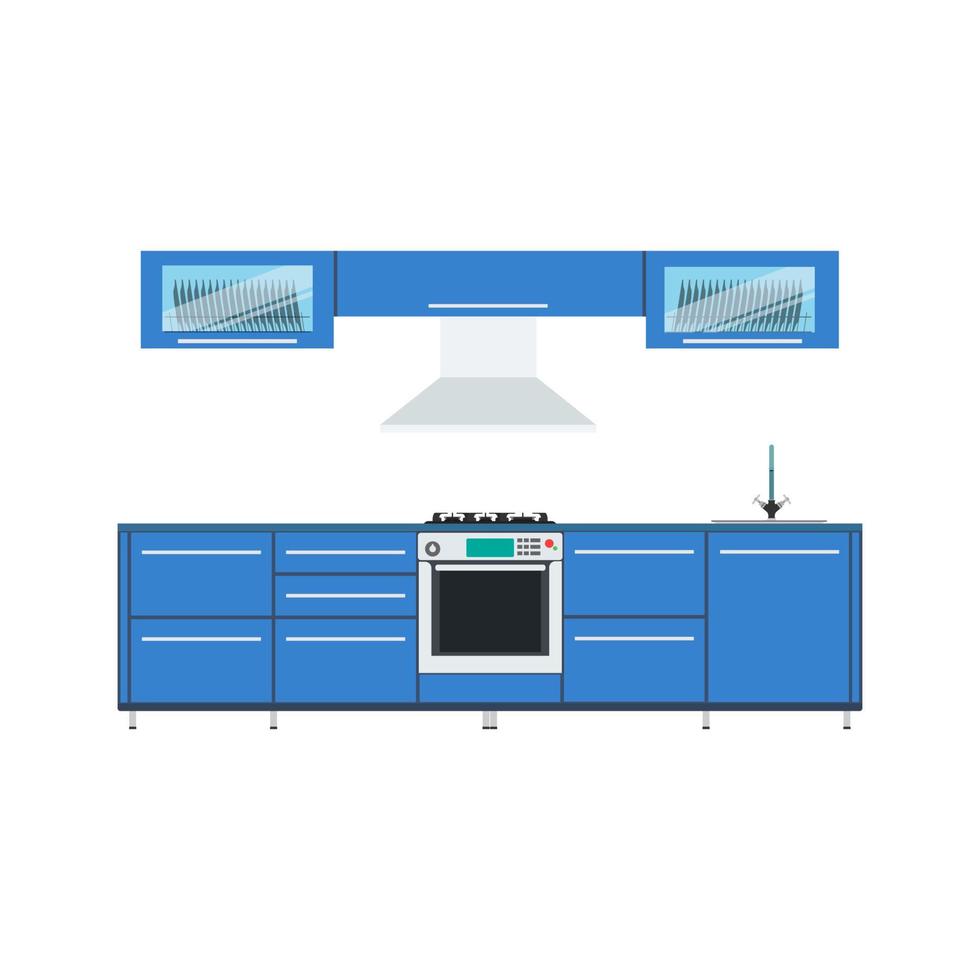 Kitchen design vector illustration interior modern food menu furniture cooking. Background drawing graphic