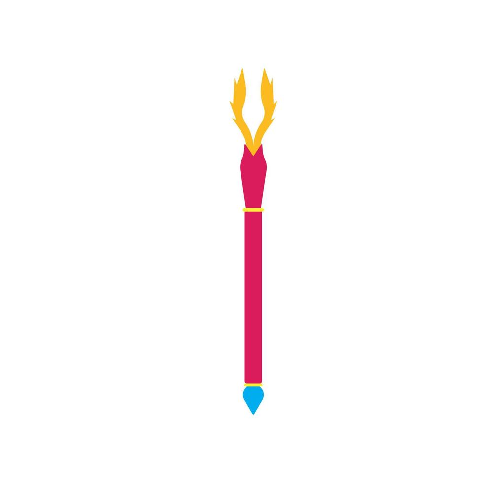 Staff magic vector wizard magical fantasy illustration wand isolated icon. Game magician cartoon stick fairy sorcerer