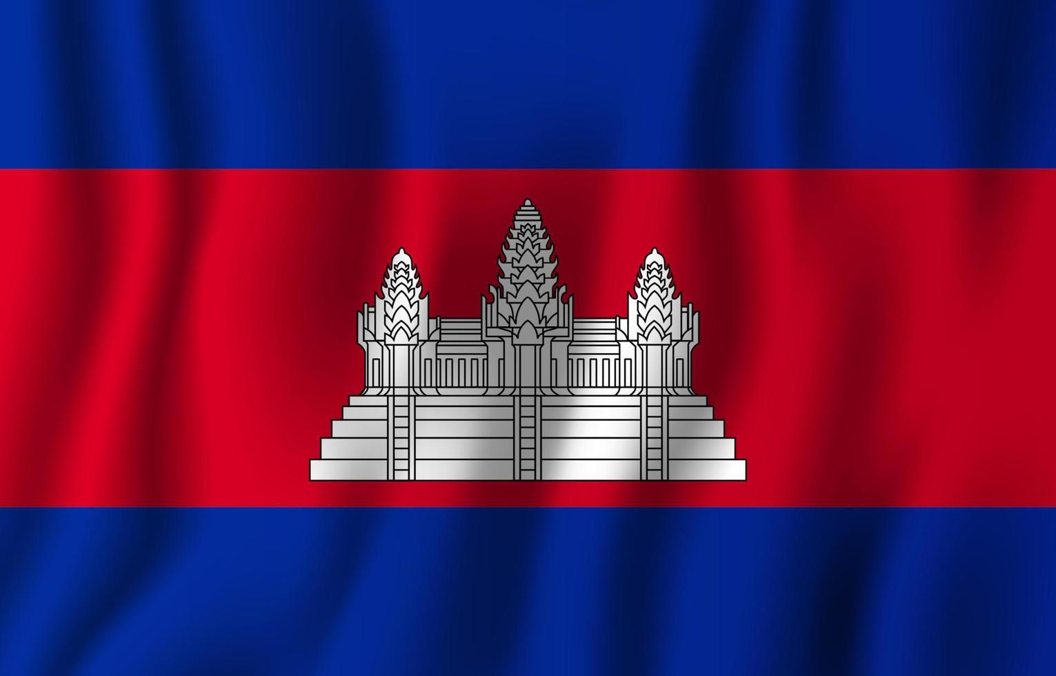 Cambodia realistic waving flag vector illustration. National country background symbol. Independence day