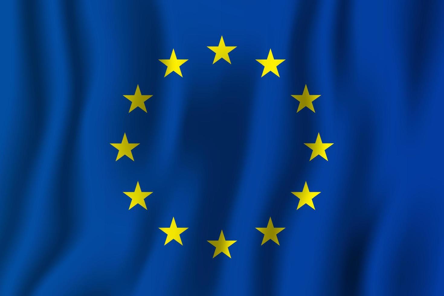 ilustración vectorial de la bandera ondeante realista de la unión europea. símbolo de fondo del país nacional. día de la Independencia vector