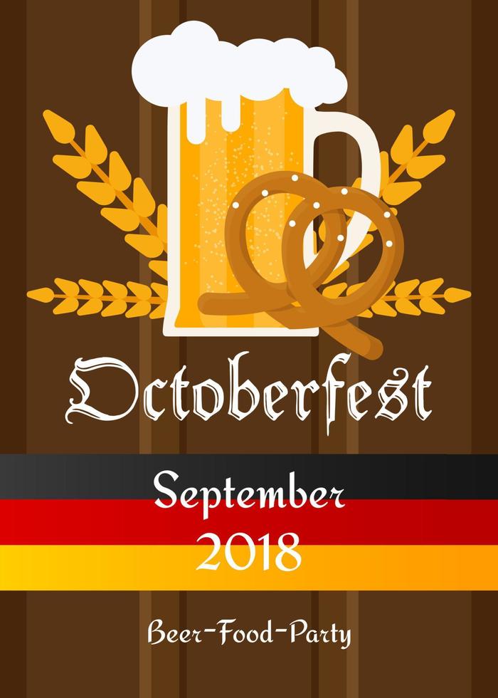 Fondo de banner de decoración tradicional de celebración de oktoberfest. tarjeta de invitación de carnaval de vector de ilustración de cerveza de vidrio bávaro. concepto de plantilla de fiesta festival alemán